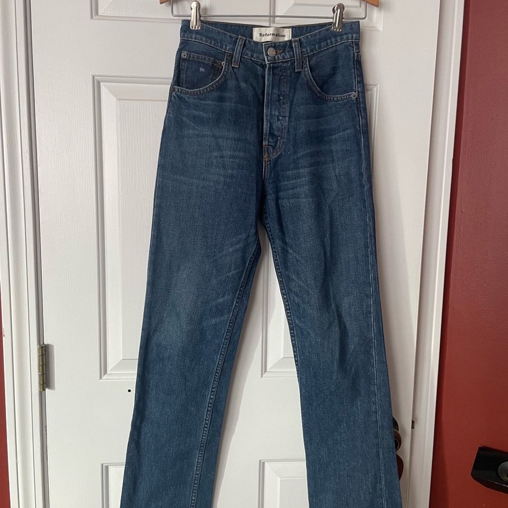 Reformation Blue Straight Leg Jeans